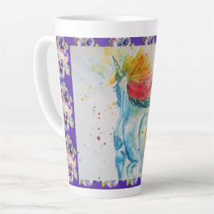 Tasse Latte Mon Cheval Arc-en-ciel Unicorn Aquarelle Latug