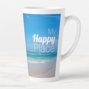 Tasse Latte Mon endroit heureux   Belle photo de plage