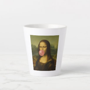 Tasse Latte Mona Lisa soufflant de bulle rose