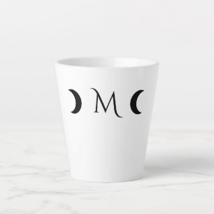 Tasse Latte Monogramme blanc et noir des lunes de croissant mo