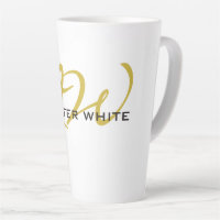Monogramme blanc or couleur plaine minimaliste mod