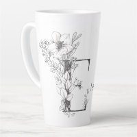 Monogramme botanique floral "E" Texte personnalisé