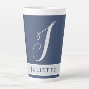 TASSE LATTE MONOGRAMME CLASSIQUE SIMPLE INITIAL NOMMÉ ARGENT B