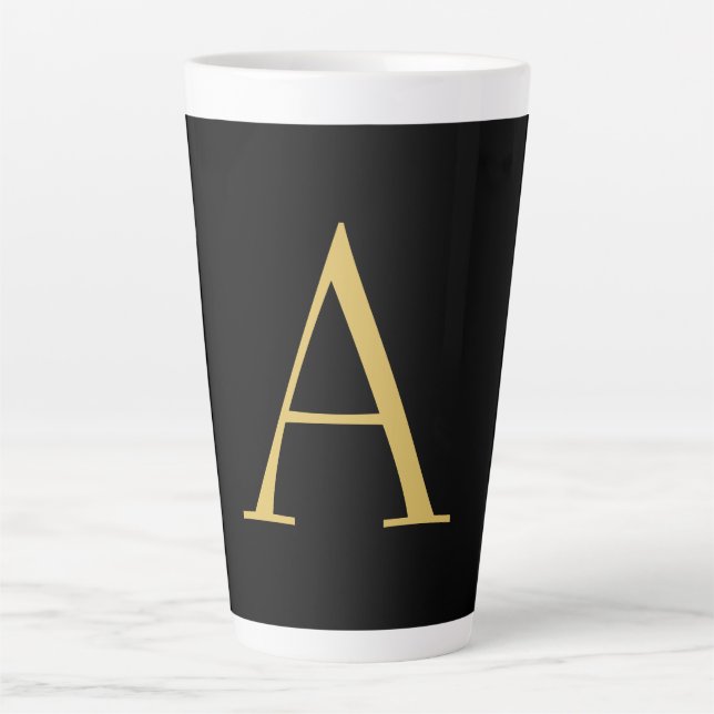 Tasse Latte Monogramme couleur or noir professionnel (Devant)
