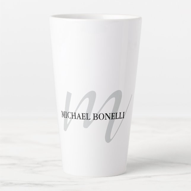 Tasse Latte Monogramme de calligraphie classique professionnel (Devant)