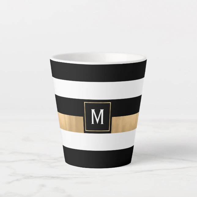 Tasse Latte Monogramme de la bande moderne (Devant)