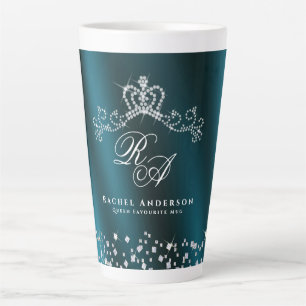 Tasse Latte Monogramme de la Couronne brillant vert