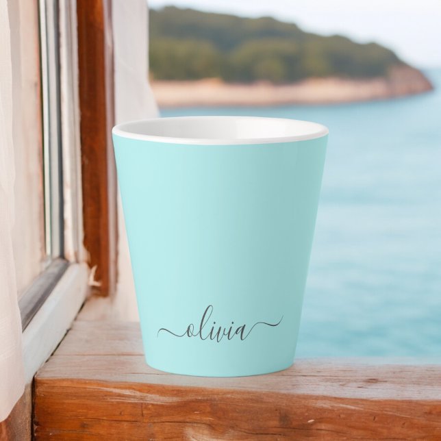 Tasse Latte Monogramme de nom de fille de style moderne sarcel (Créateur téléchargé)