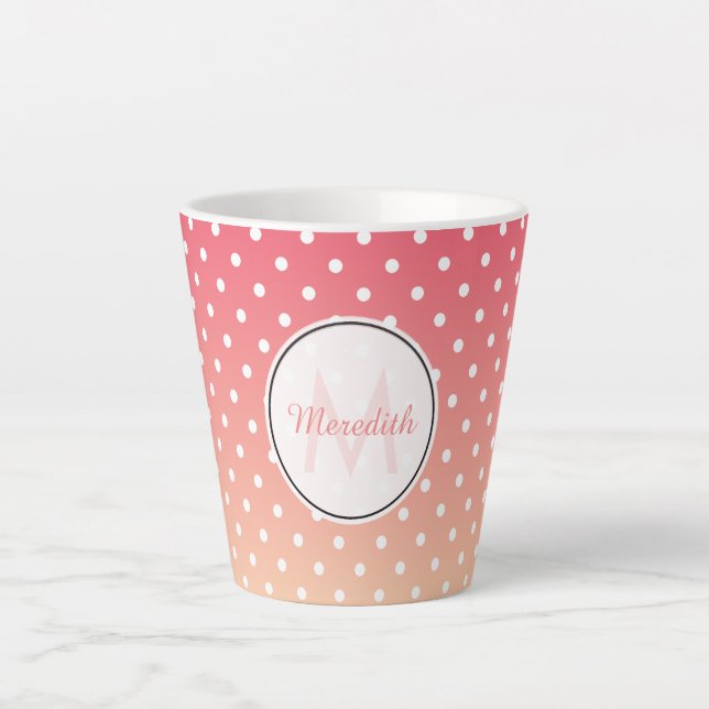 Tasse Latte Monogramme de Pointe Ombre Rose Cute Girl (Devant)