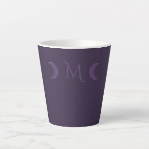 Tasse Latte Monogramme des lunes de croissant de violet poussi