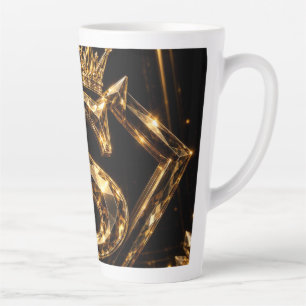 Tasse Latte Monogramme Diamant Couronne Lettre Dorée Luxueuse