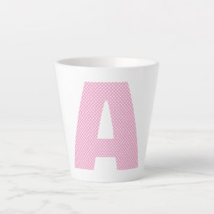 Tasse Latte Monogramme en gras avec point rose clair et blanc 