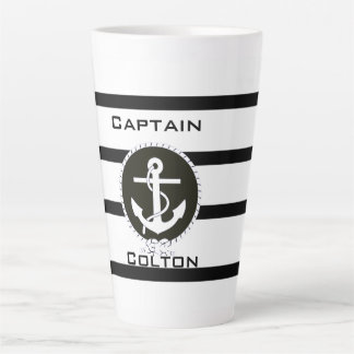 Tasse Latte Monogramme en latte de la Ancre marine