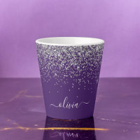 Monogramme Féminin Paillettes Argent Violet 