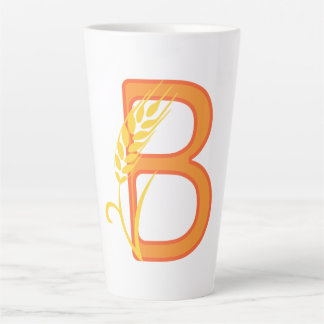 Tasse Latte monogramme floral B lettre majuscule