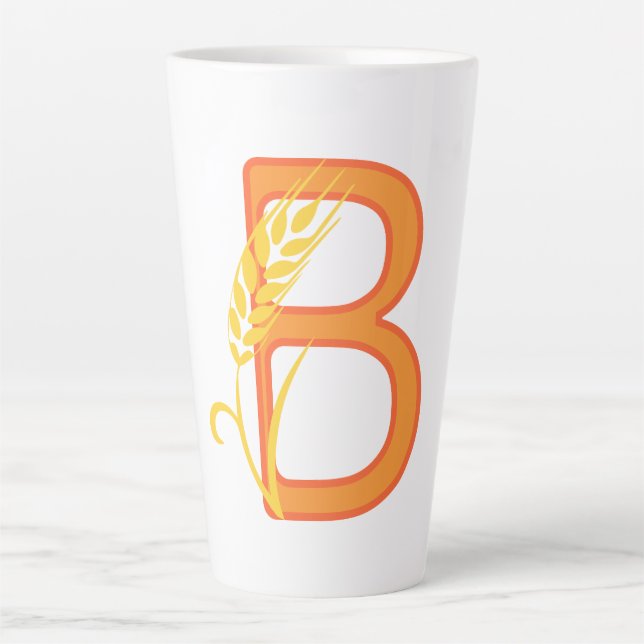Tasse Latte monogramme floral B lettre majuscule (Devant)