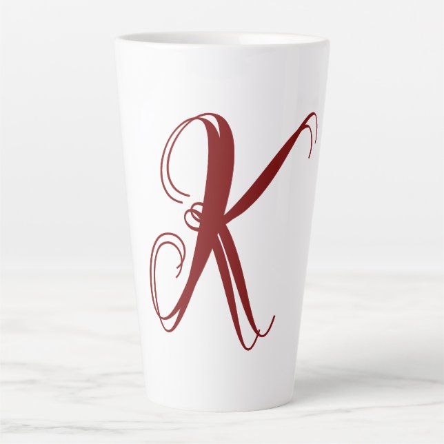Tasse Latte Monogramme initiale nom écriture minimale cadeau d (Devant)
