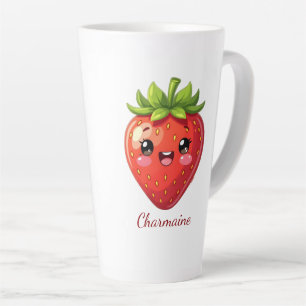 Tasse Latte Monogramme jolie fraise kawaii