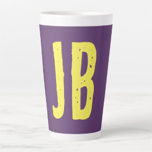 Tasse Latte Monogramme Lettres initiales Indigo Yellow Minimal