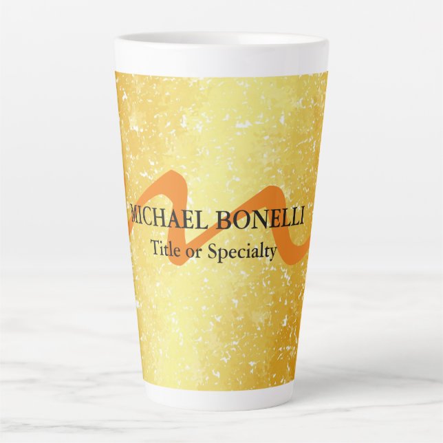 Tasse Latte Monogramme moderne couleur or professionnel (Devant)