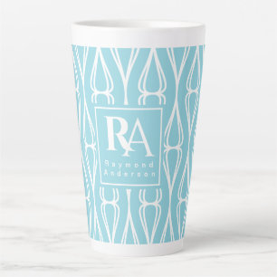 Tasse Latte Monogramme Motif bleu moderne