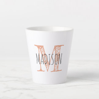 Tasse Latte Monogramme Nom lettre main initiale
