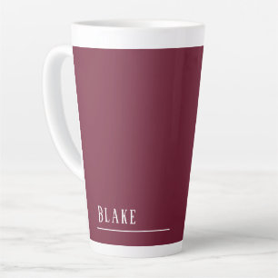 Tasse Latte monogramme personnalisé, bordeaux moderne