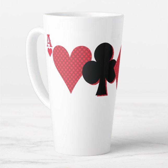 Tasse Latte Monogramme Personnalisé Pont et Poker (Angle gauche)