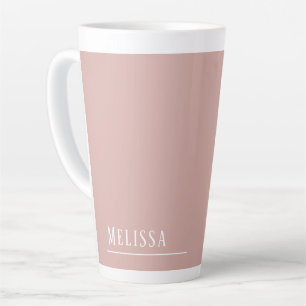 Tasse Latte monogramme personnalisé, rose vif moderne