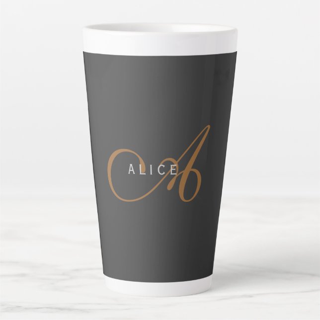Tasse Latte Monogramme plat tendance Nom initial (Devant)
