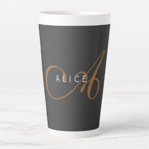 Tasse Latte Monogramme plat tendance Nom initial