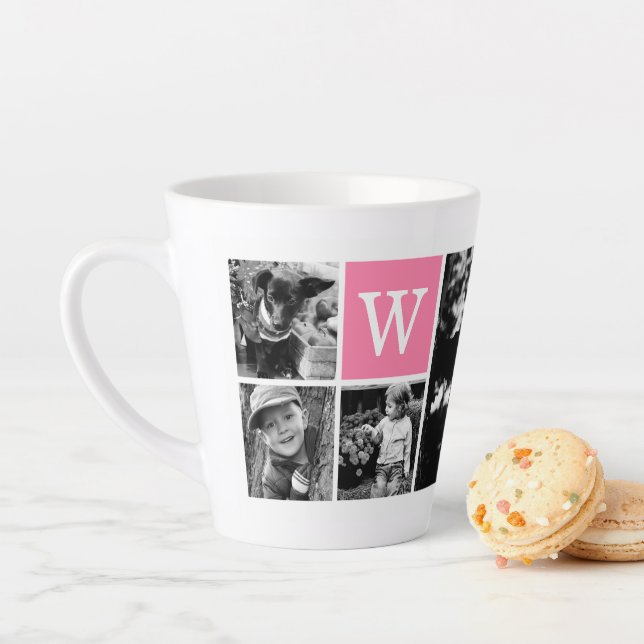Tasse Latte Monogramme rose de 5 Modèles photo (En situation)