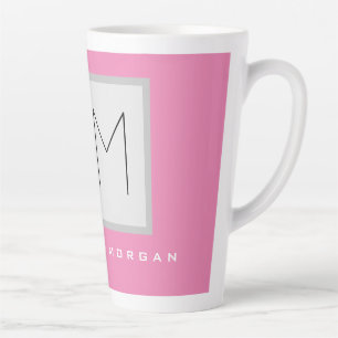 Tasse Latte Monogramme rose gras moderne minimaliste Nom Initi