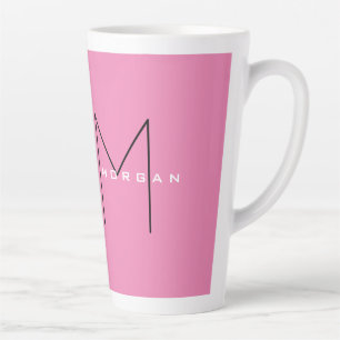 Tasse Latte Monogramme rose gras moderne minimaliste Nom Initi