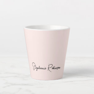 Tasse Latte Monogramme rose rose moderne Nom Typographie