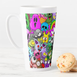 Tasse Latte Monstres caractères mignons Motif d'Halloween