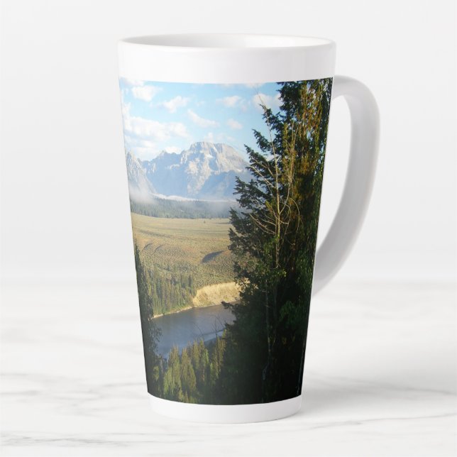Tasse Latte Montagnes et rivière de Jackson Hole (Angle droit)