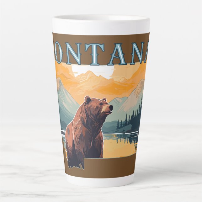 Tasse Latte Montagnes Ours du Montana (Devant)