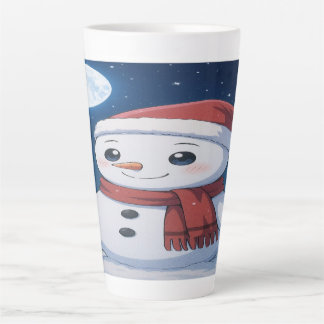 Tasse Latte  Moonlit Christmas Magic: Kawaii Snowman 