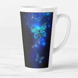 Tasse Latte Morpho Butterfly in the Dark Background