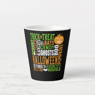 Tasse Latte Mot d'Halloween Jumble coloré mignon araignée Citr