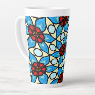 Tasse Latte Motif à fleurs bleu ciel