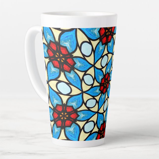 Tasse Latte Motif à fleurs bleu ciel (Angle gauche)