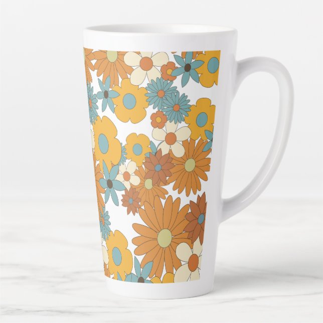 Tasse Latte Motif à fleurs rétro coloré (Droite)
