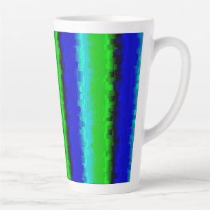Tasse Latte Motif arc-en-ciel bleu vert abstrait 3D