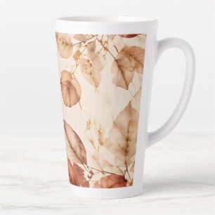 Tasse Latte Motif botanique de feuilles d'automne en cuivre do