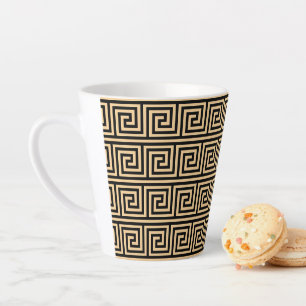 Tasse Latte Motif Carrés Clé Méandre Grec Marron