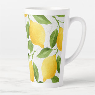 Tasse Latte Motif citrons aquarelle