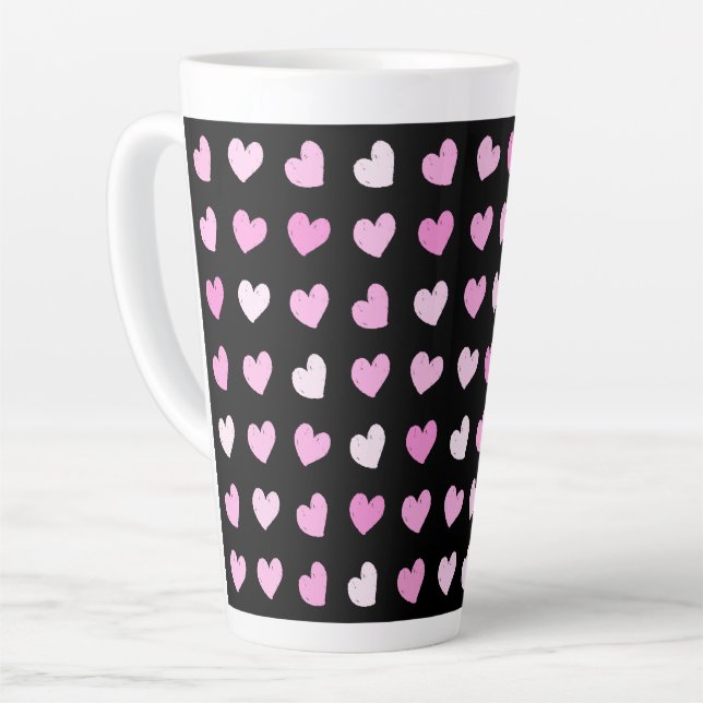 Tasse Latte Motif Coeurs roses (Angle gauche)