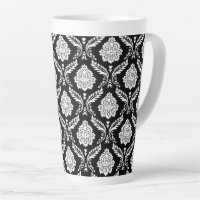 Motif Damassé Rococo Blanc sur Noir